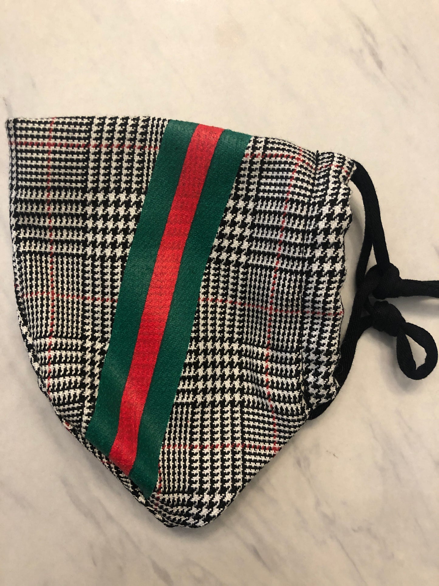Designer Inspired Houndstooth Adjustable Mask
