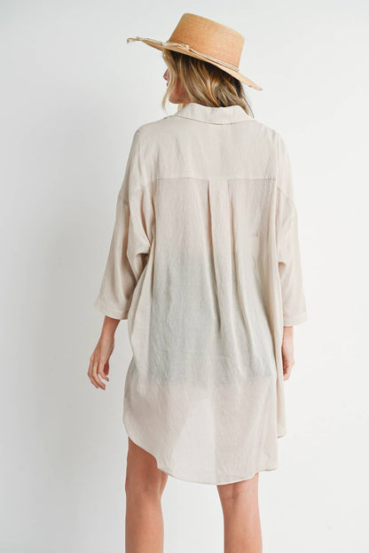 Bluivy - Tie-Front Dophin Hem Tunic Top