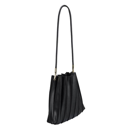 Melie Bianco - Carrie Black Pleated Vegan Shoulder Bag