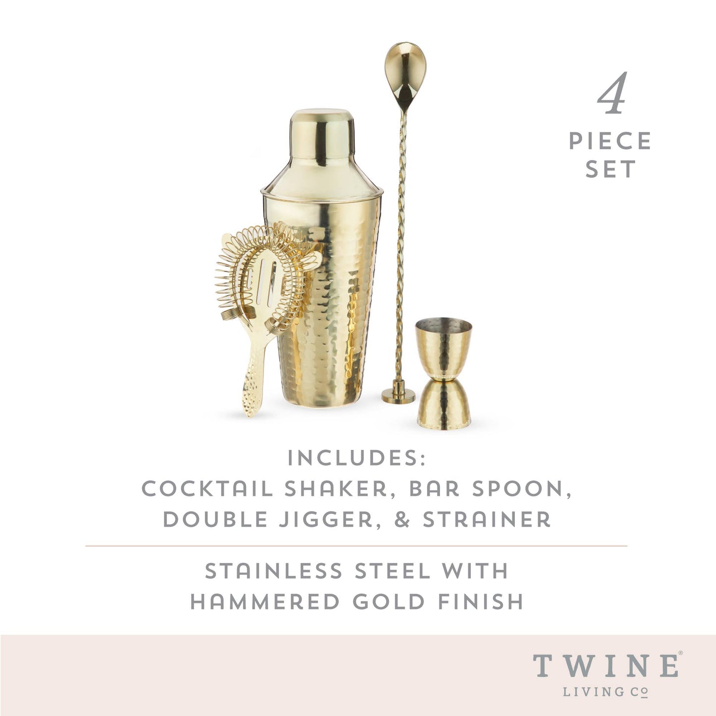 Twine - Gold Hammered Barware Setd