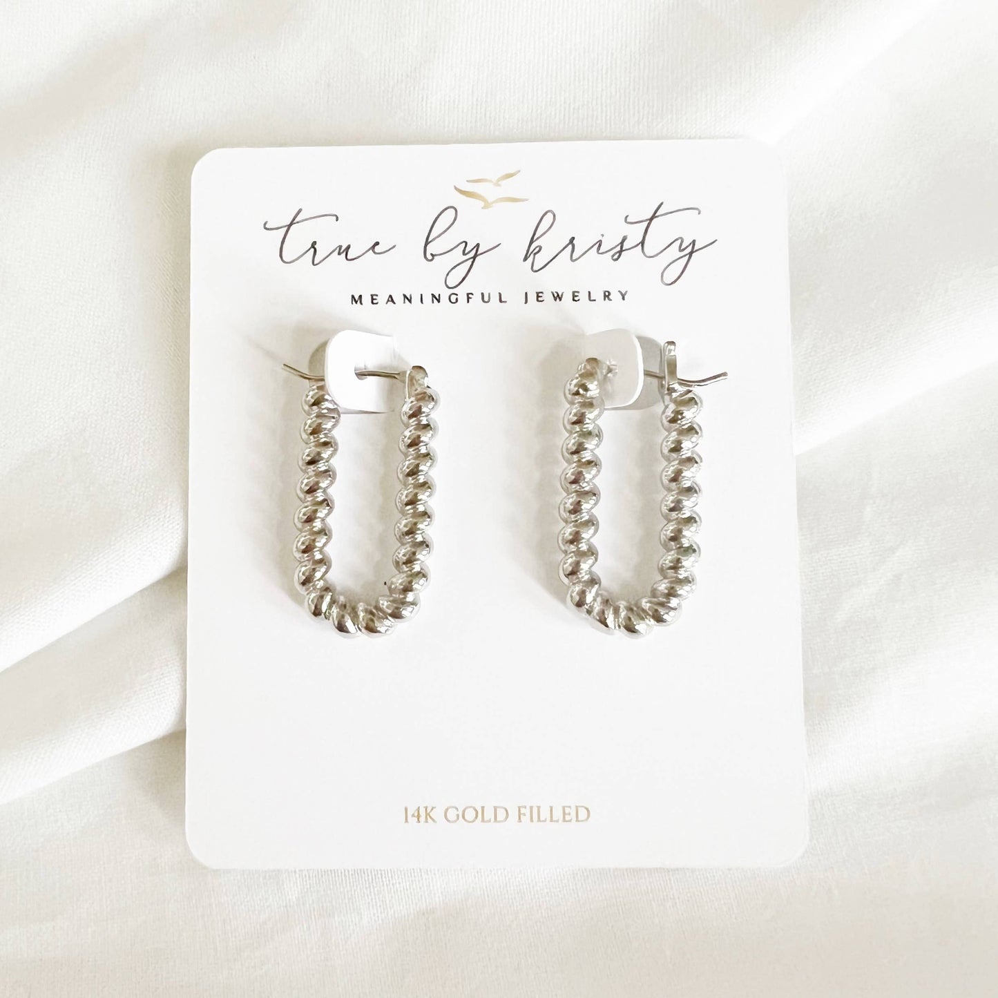 True By Kristy Jewelry - Dockside Croissant Hoops Earrings Silver White Gold Filled