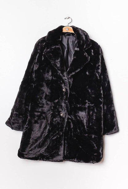 Choklate Paris - Straight-cut Faux Fur Coat - Black