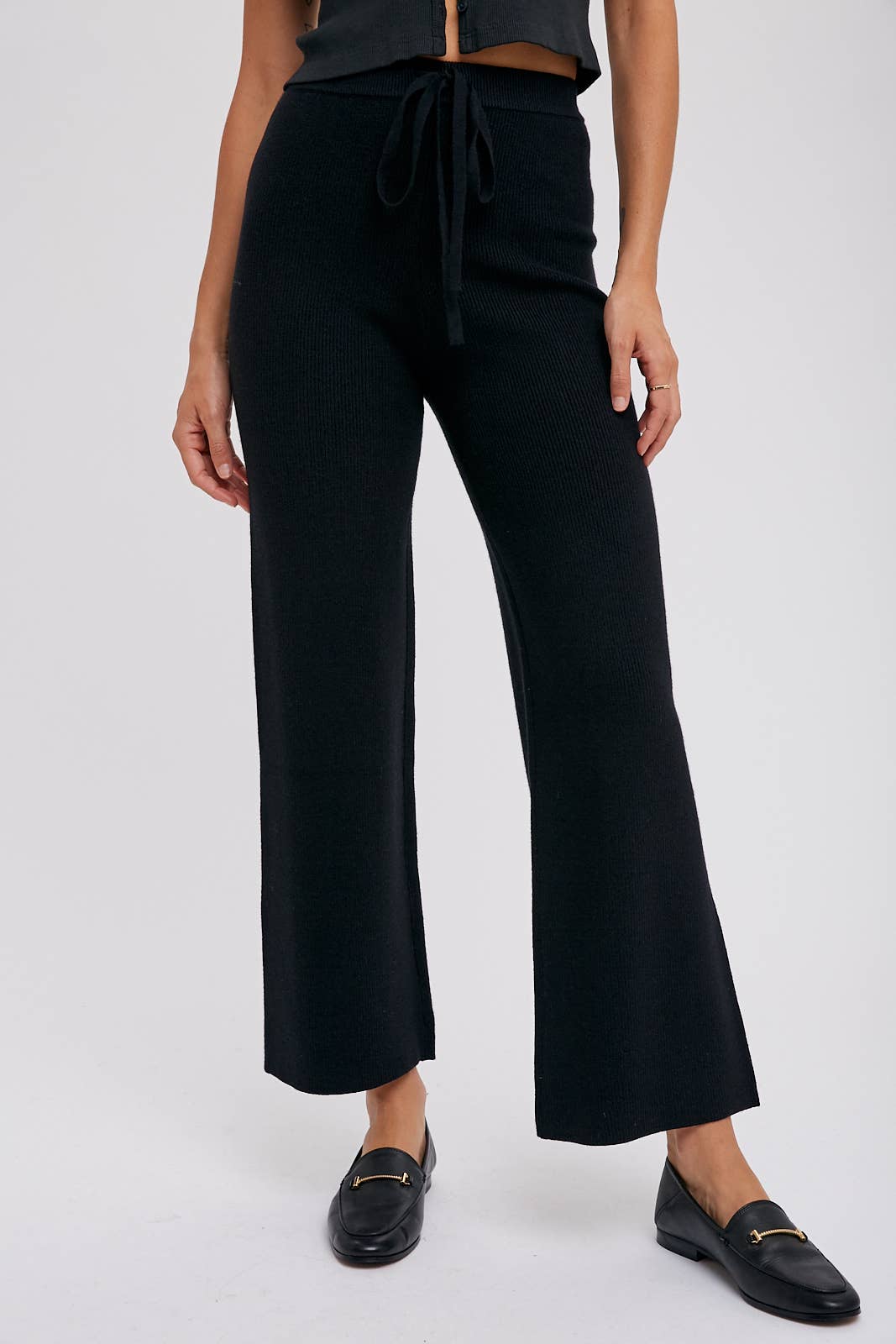 Bluivy - Ribbed Sweater Lounge Pants - Black