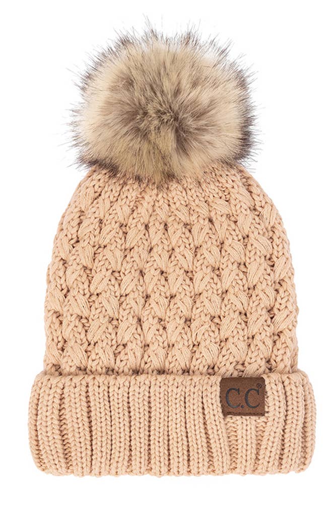 Hana - C.C Lattice Crossover Stitch Beanie Winter Hat