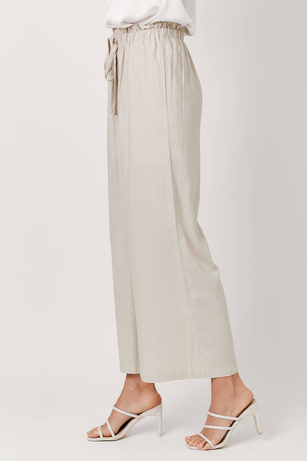 Mystree - Linen Wide Leg Pants - Stone