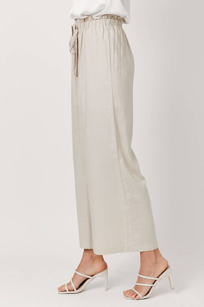 Mystree - Linen Wide Leg Pants - Stone