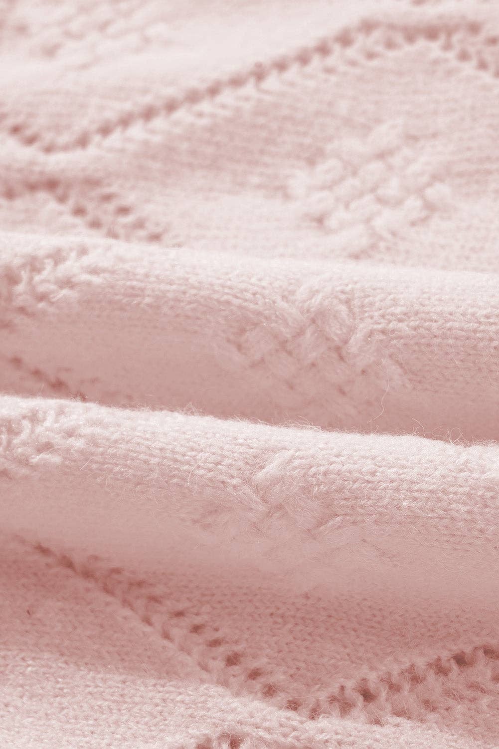 Pretty Bash - Pointelle Knit Puff Sleeve Sweater