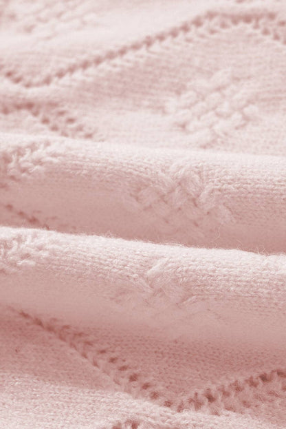 Pretty Bash - Pointelle Knit Puff Sleeve Sweater