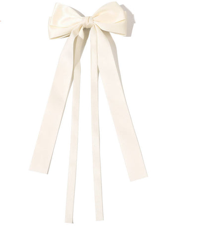 Adorro - Double Layered Bow Long Ribbon Barrette Clip