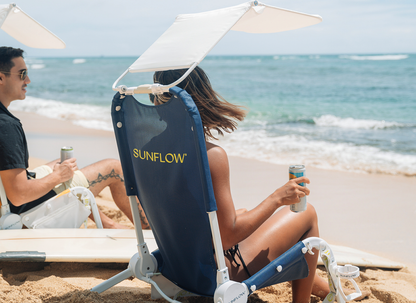 SUNFLOW - The Original Chair: Deep Blue Stripe / The Original Chair with Sun Shade and Drink Holder