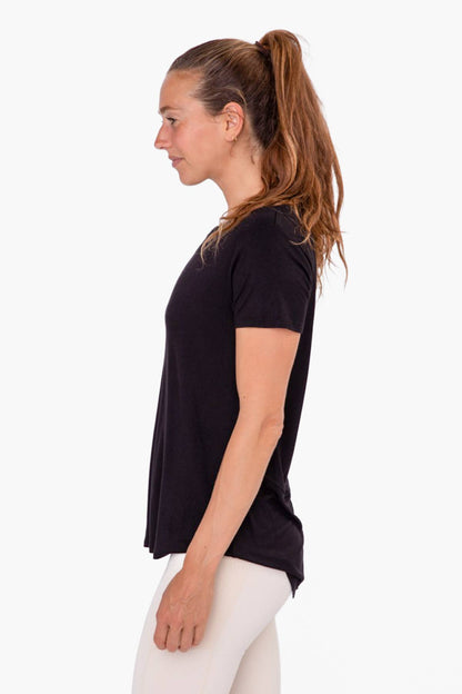 Mono B - Short Sleeve High-Low Top - Black