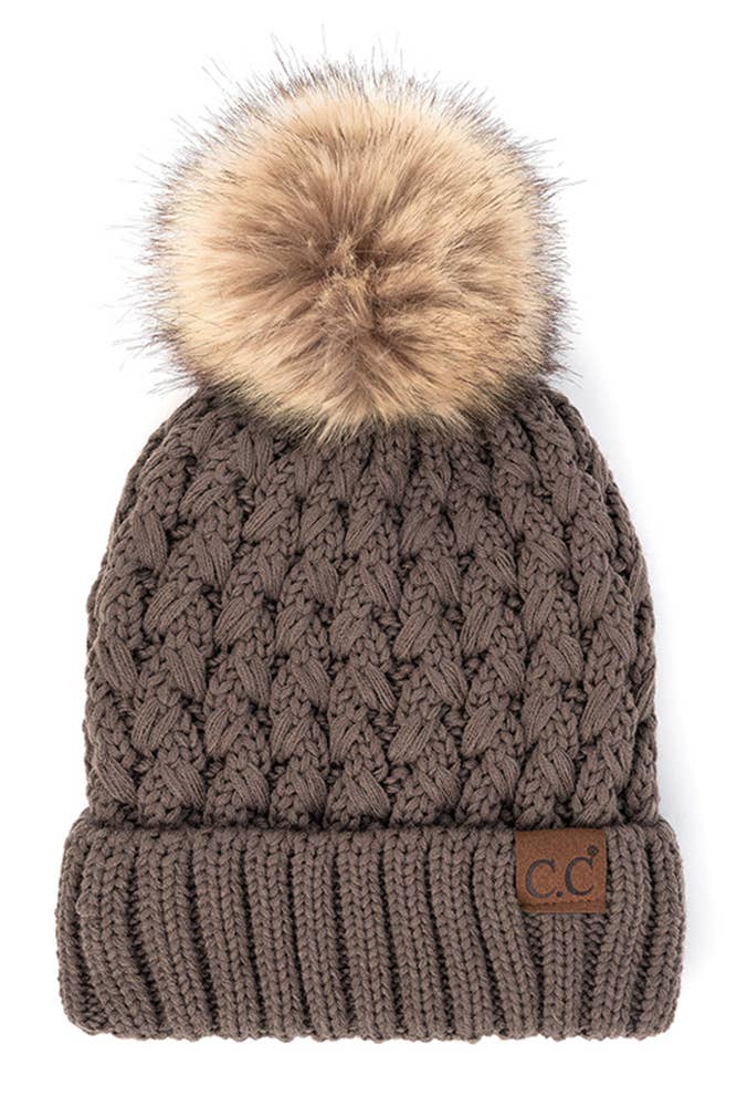 Hana - C.C Lattice Crossover Stitch Beanie Winter Hat
