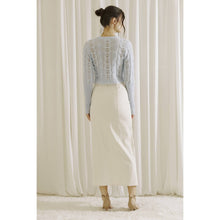 STORIA - Monochromatic Light Cable Knit Cardi - Baby Blue