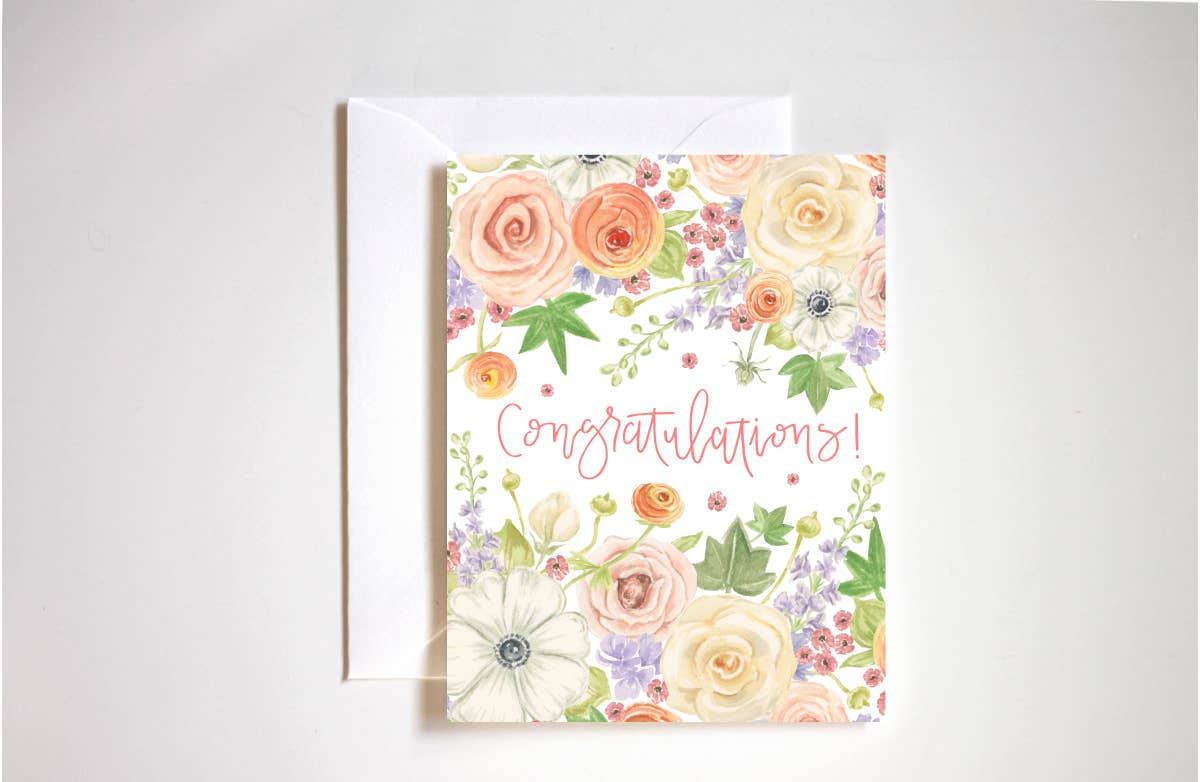 Stephanie Tara Stationery - Floral congratulations card