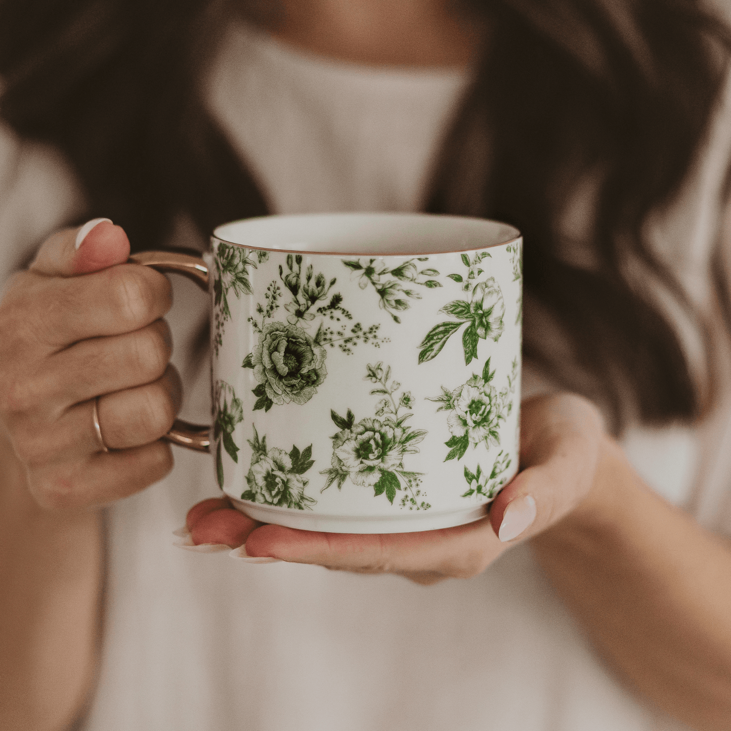 Sweet Water Decor - Green Delft 14oz Coffee Mug - Home Decor & Gifts
