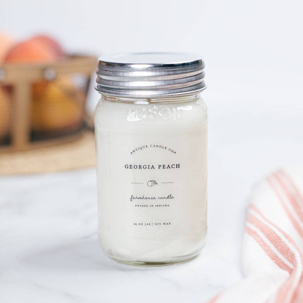 Antique Candle Co.® - Soy Wax Mason Jar Candle - Georgia Peach - 8 oz