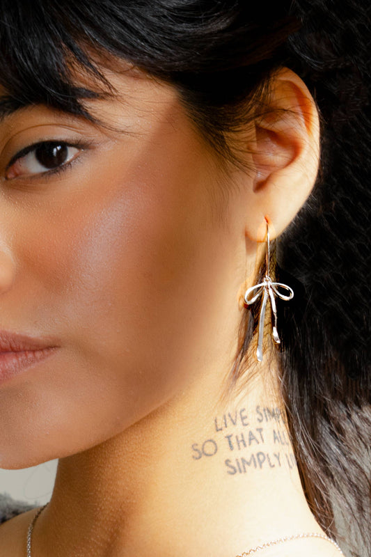 Peter and June - Bad to the Bow Earrings - Silver Rhodium Plated