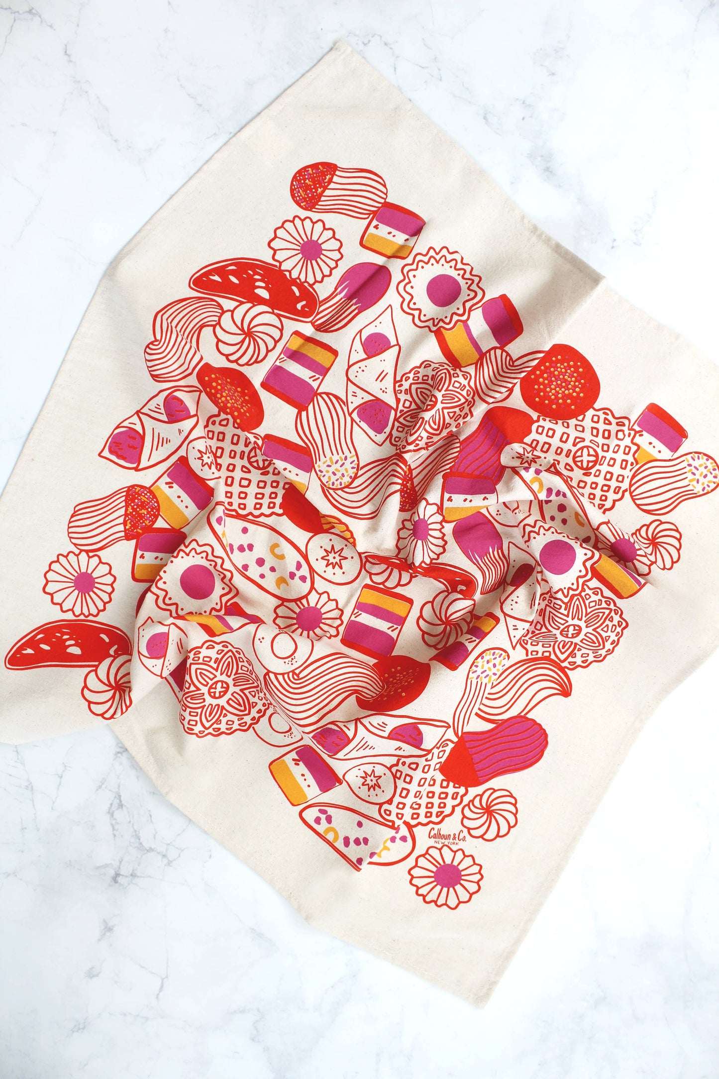 Calhoun & Co. - Italian Holiday Cookies Screen Printed Tea Towel 