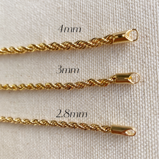 GoldFi - 18k Gold Filled Rope Chain In 4.0mm Thickness Gold Chain