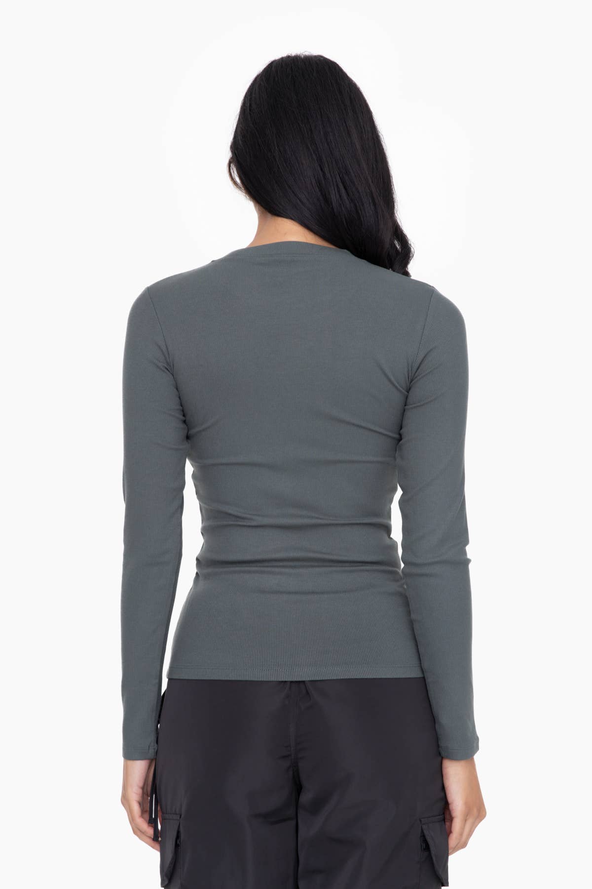 Mono B - Essential Long-Sleeved Micro-Ribbed Athleisure Top - Urban Chic