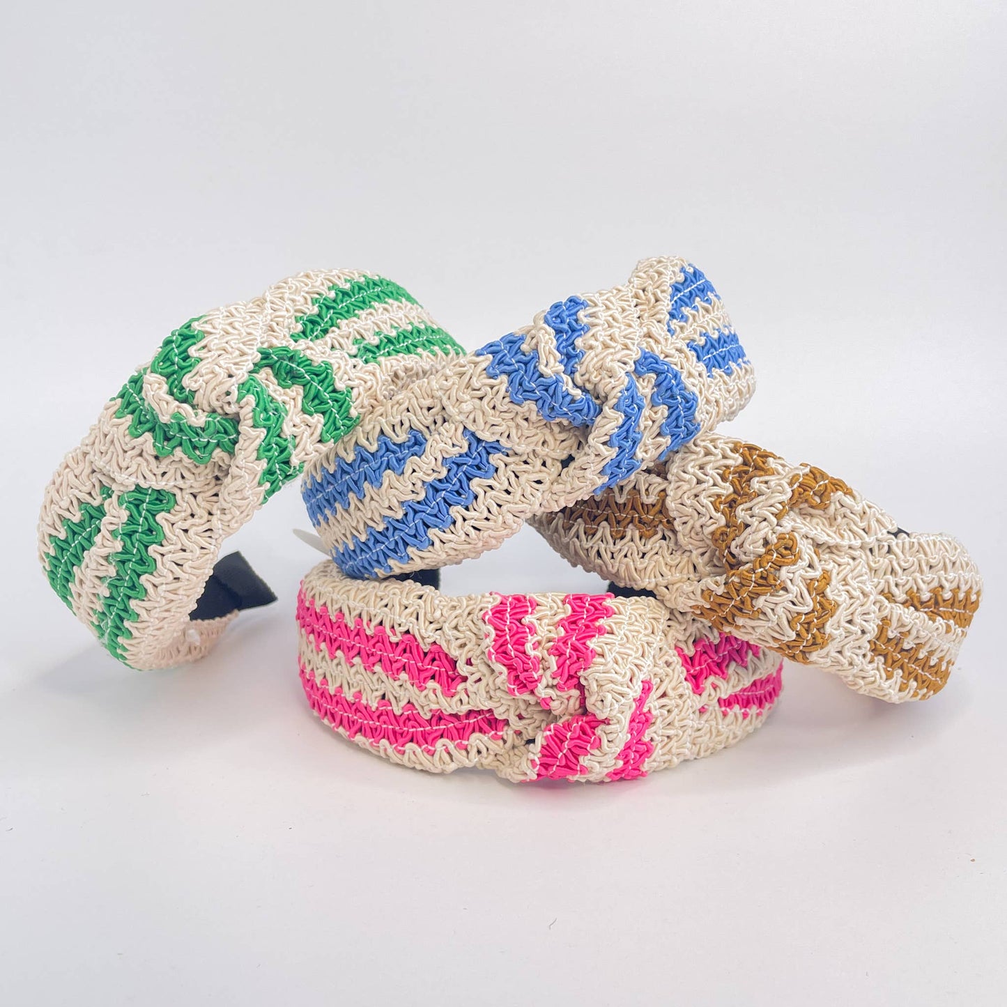 Adorro - Two Tone Woven Straw Wide Knot Headband