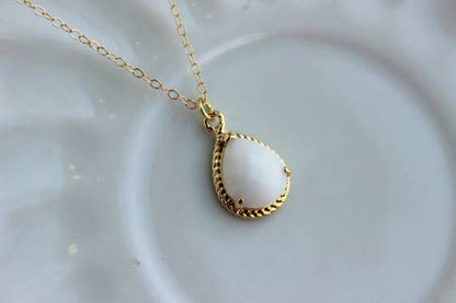 Laalee Jewelry - Gold White Opal Necklace