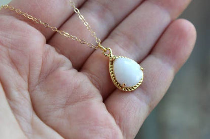 Laalee Jewelry - Gold White Opal Necklace