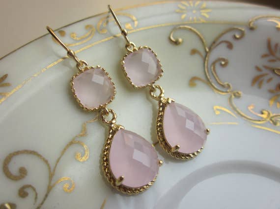 Laalee Jewelry - Pink Opal Earrings Gold