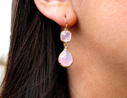 Laalee Jewelry - Pink Opal Earrings Gold