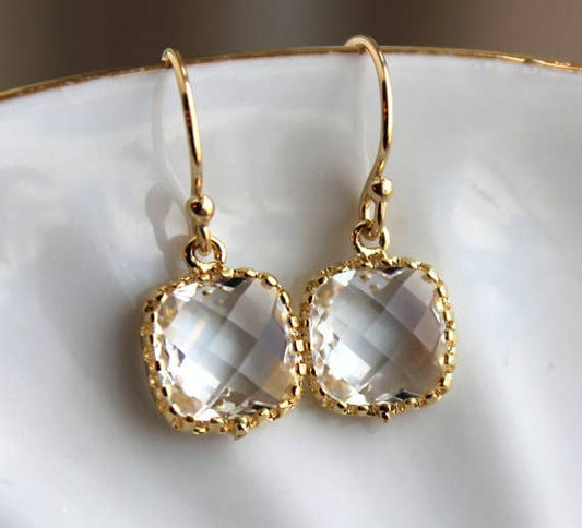 Laalee Jewelry - Dainty Small Gold Crystal Earrings