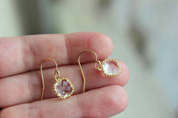 Laalee Jewelry - Dainty Small Gold Crystal Earrings