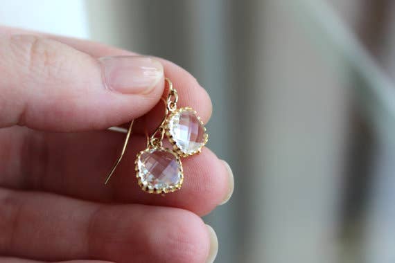 Laalee Jewelry - Dainty Small Gold Crystal Earrings