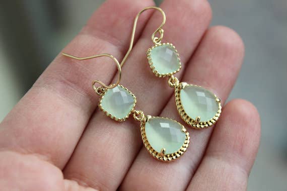 Laalee Jewelry - Gold Soft Mint Earrings Sea Foam