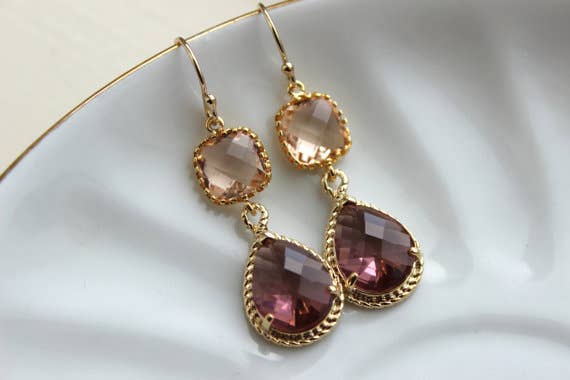 Laalee Jewelry - Blush Champagne Eggplant Earrings