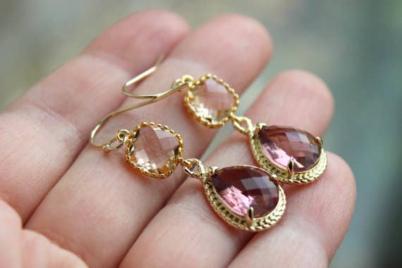 Laalee Jewelry - Blush Champagne Eggplant Earrings