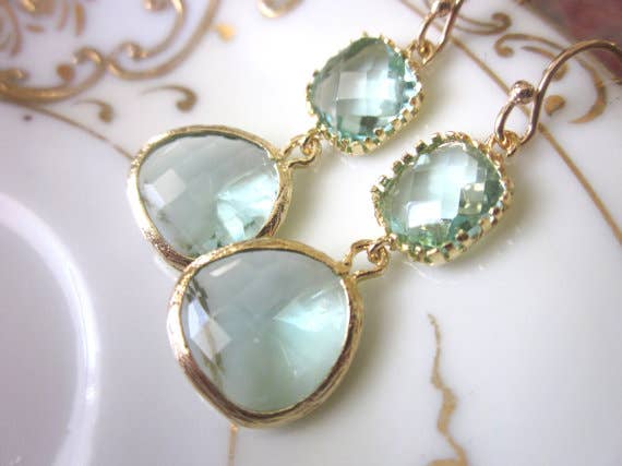 Laalee Jewelry - Green Prasiolite Earrings Gold