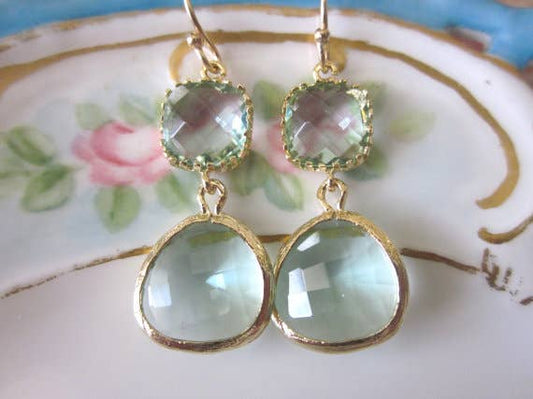 Laalee Jewelry - Green Prasiolite Earrings Gold