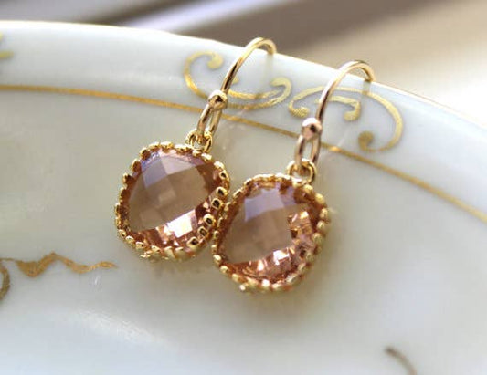 Laalee Jewelry - Dainty Champagne Blush Earrings