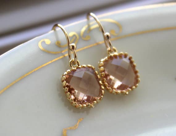 Laalee Jewelry - Dainty Champagne Blush Earrings