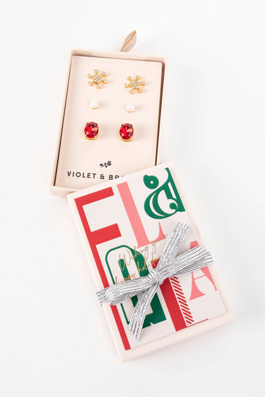 Violet & Brooks - Clara Boxed Holiday Earrings - Ruby