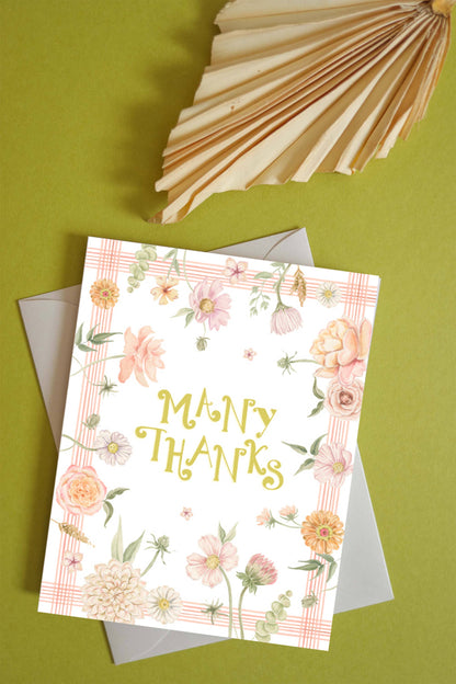 Stephanie Tara Stationery - Many thanks whimsical floral thank you card