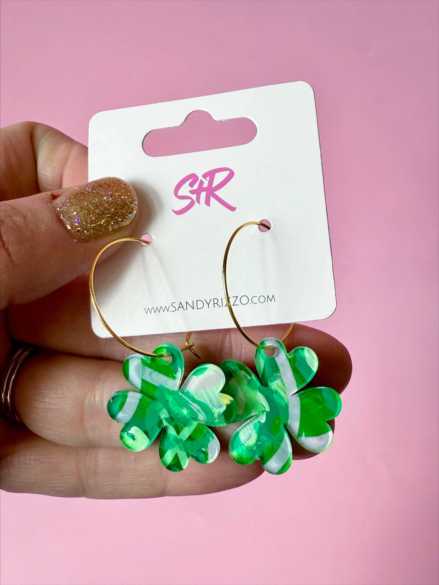 Sandy + Rizzo - Hand-Painted Clover on a Hoop