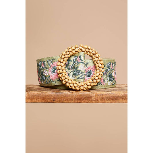 Pol Clothing - Belt - Circle Buckle - Pink Floral