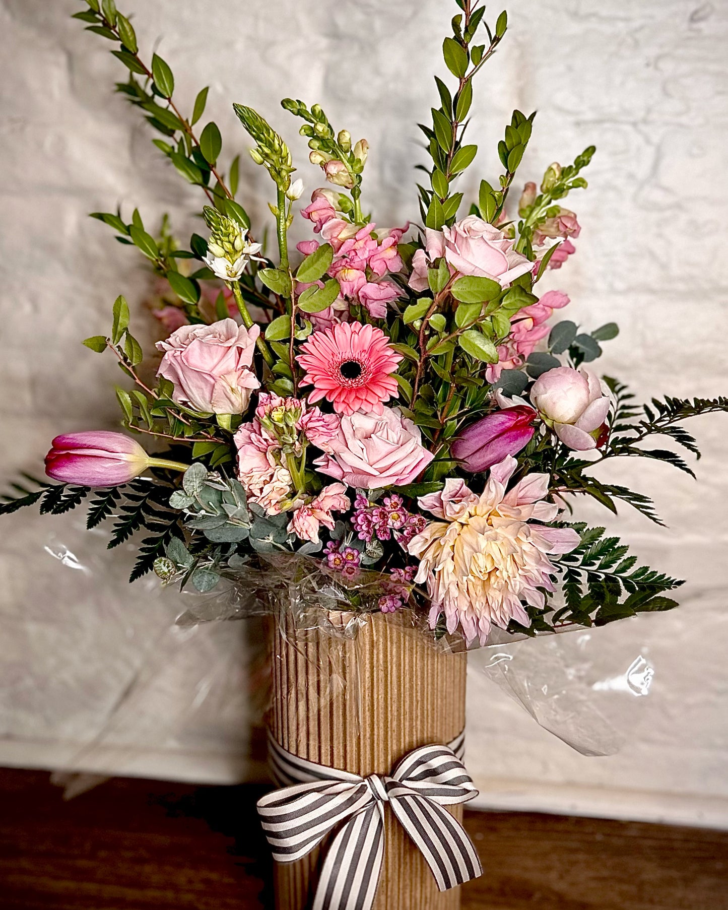 Standing Wrapped Bouquet - Pink Mix