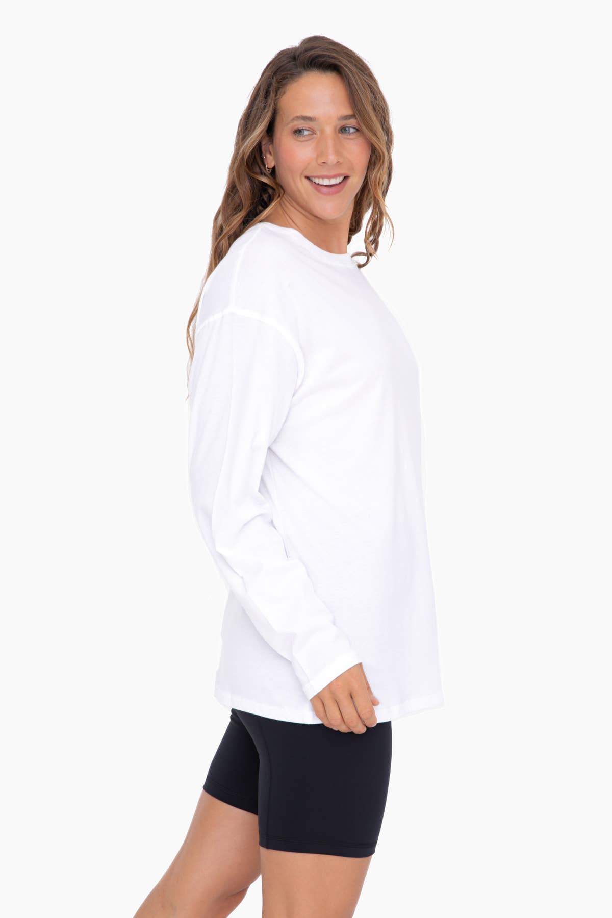 Mono B - Organic Cotton Long Sleeve Boyfriend Tee - White
