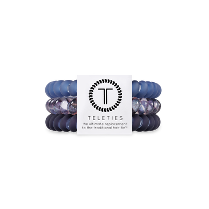 TELETIES - Midnight Rain - Small Spiral Hair Coils, Hair Ties, 3-pack