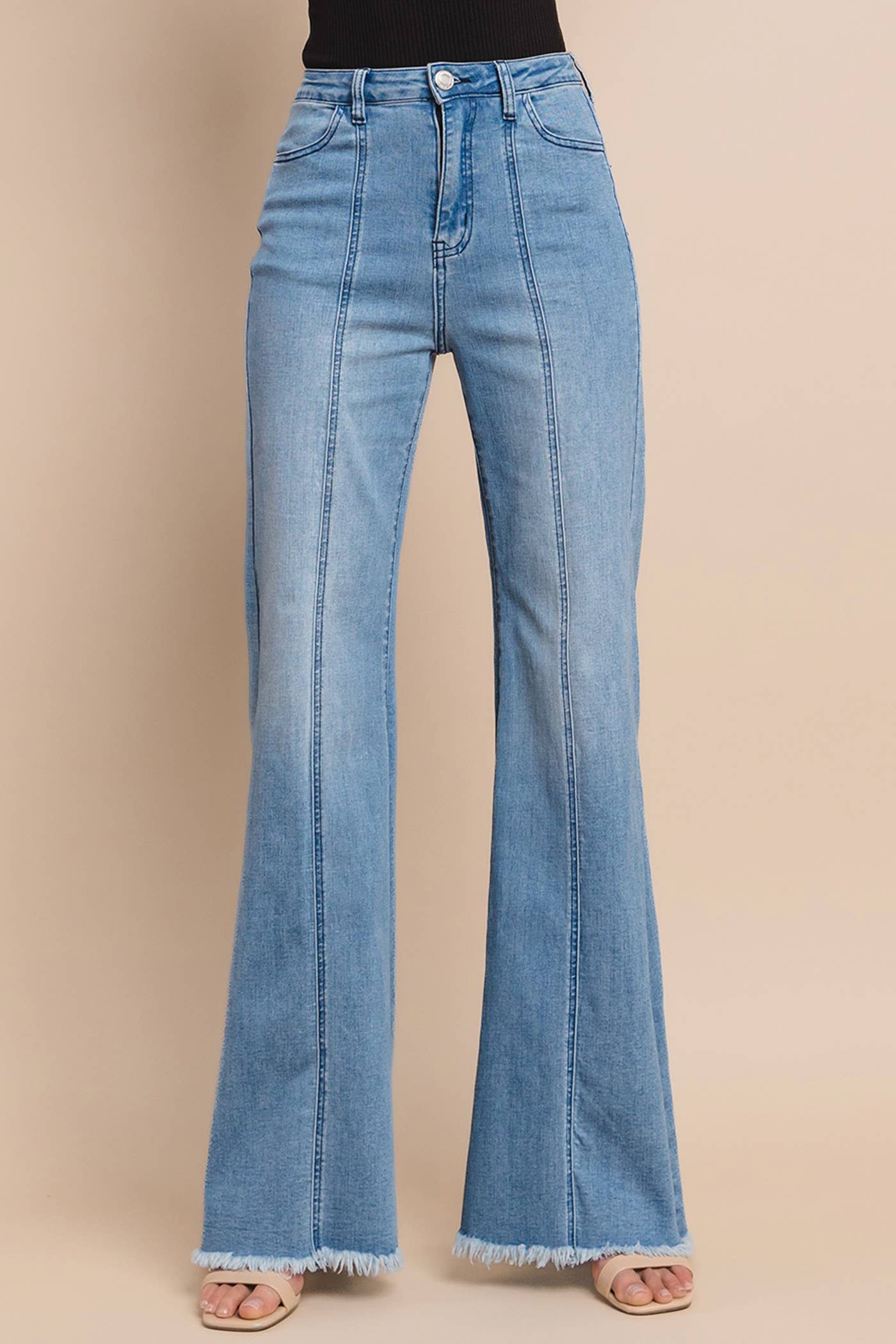 WISTERIA LANE - Wide Leg Palazzo Fit Jeans - Mid Denim