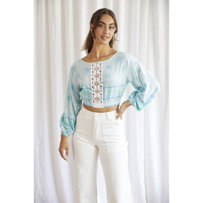 Saints & Secrets - Floral Print Balloon Sleeve Crop Top