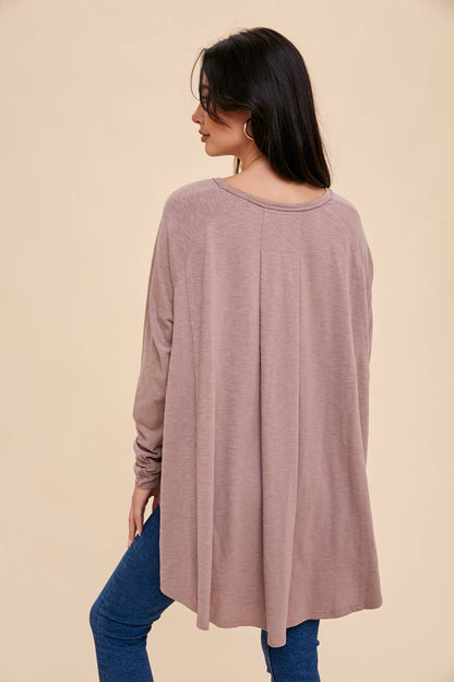 In Loom - Hi Low Raglan Top - Dusty Mauve