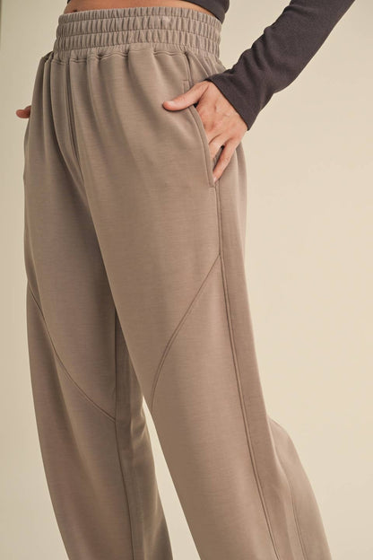 KIMBERLY C - Super Soft Air Scuba Low Rise Jogger Pants - Taupe